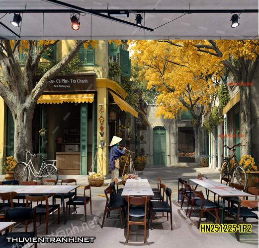 Tranh dán tường Phố cổ Hà Nội, Phố xưa - -HN251225-1P2 - Tranh tường chất lượng cao